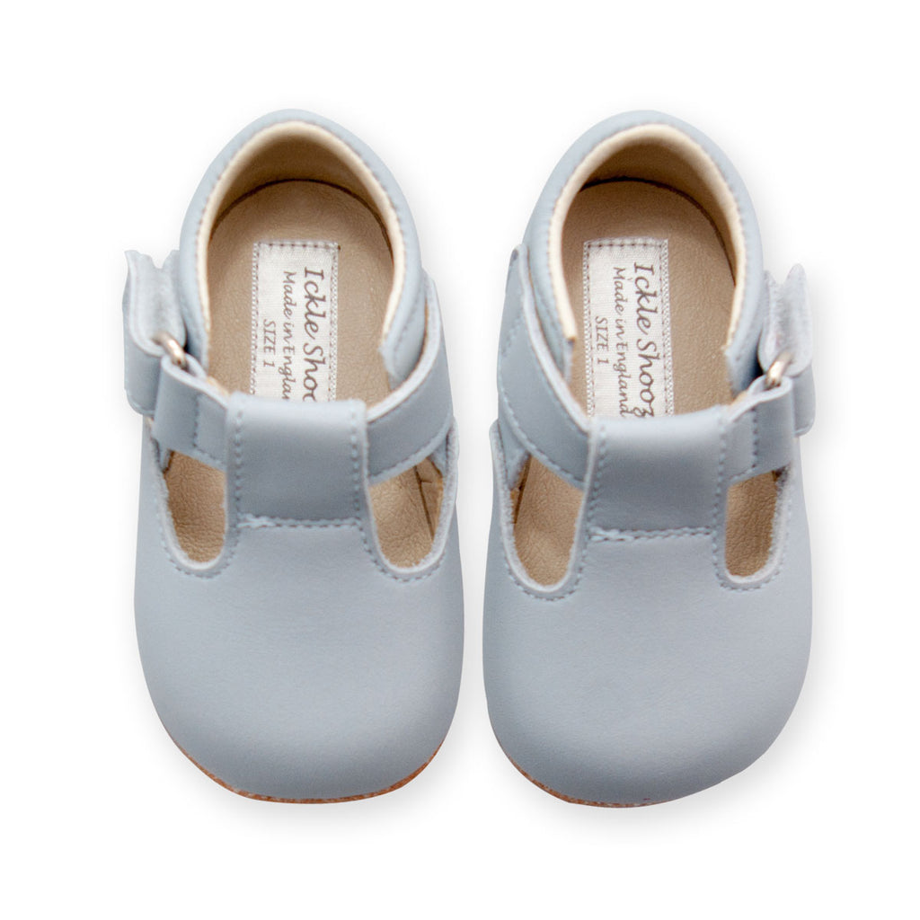 Leather Pram Shoes - Baby Blue Sample 