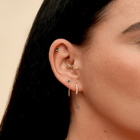 Opal & Diamond Flat Back Earring | Gold Helix, Tragus Stud 6.5mm