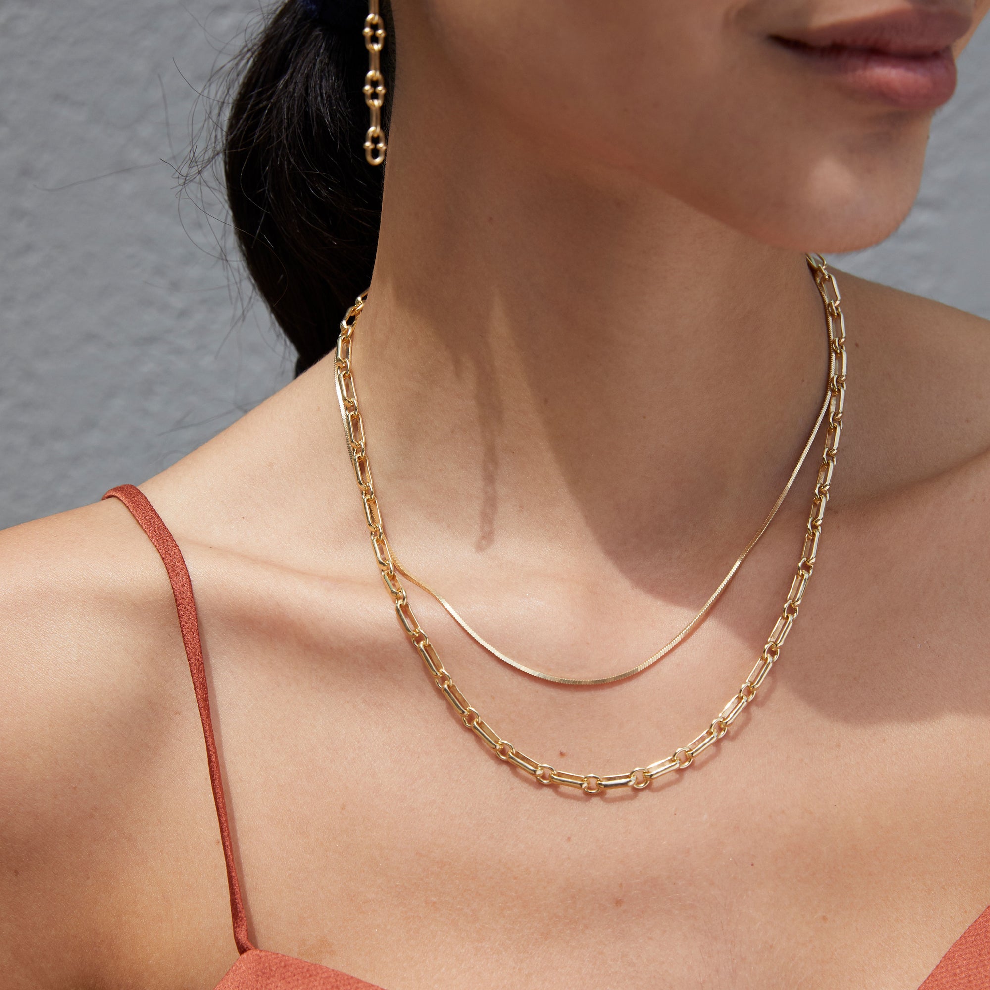 Gold Chain Necklace Layering Set - Edge 