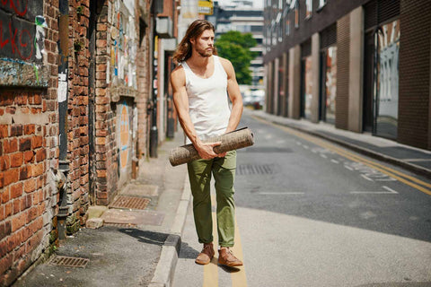 SO WE FLOW soweflow Twill Longs Tapered Herren-Yogahose, Yoga-Kleidung, Waldgrün, Activemen-Kleidung