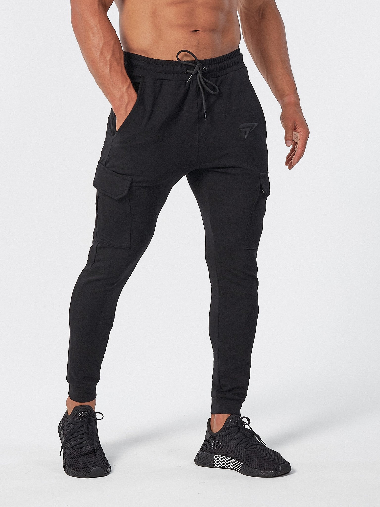PHYSIQ APPAREL Cargo Jogger Bottoms Track Pants Black | Activemen Clothing