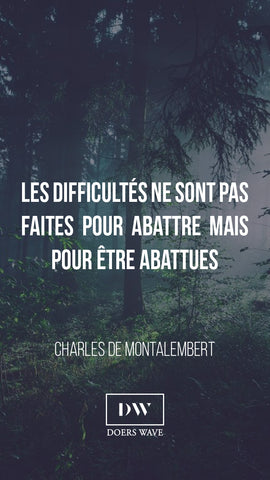 « Les difficultés ne sont pas faites pour abattre mais  pour être abattues. »  CHARLES DE MONTALEMBERT