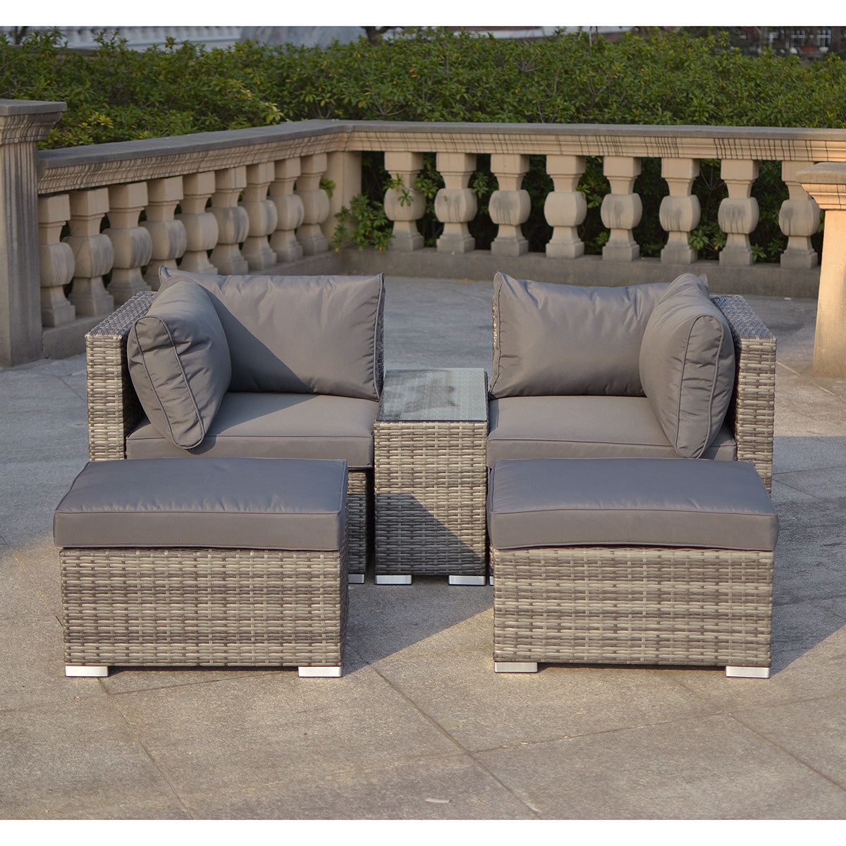 Charles Bentley 2-3 Seater Rattan Lounge Set - Grey – Capital Outdoors