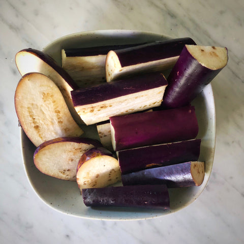 korean recipe steamed eggplant with soy dipping sauce infrared-roasted sesame oil infrared-roasted sesame seeds ganjang korean soy sauce