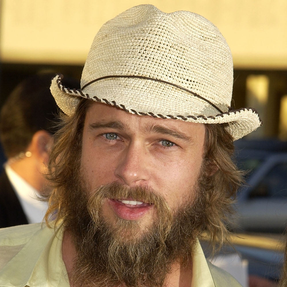 Brad Pitt wearing a straw cowboy hat at the premiere of Full Frontal