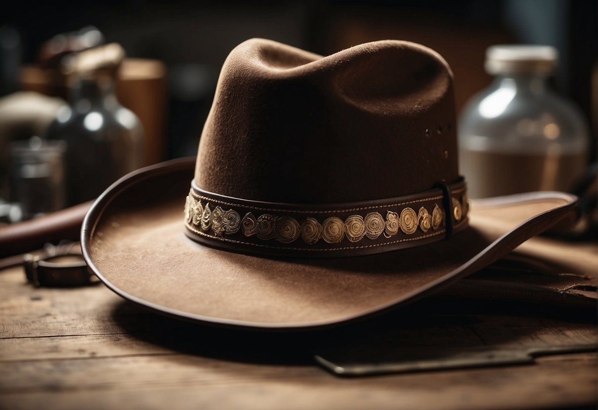 10 gallon hat on workbench