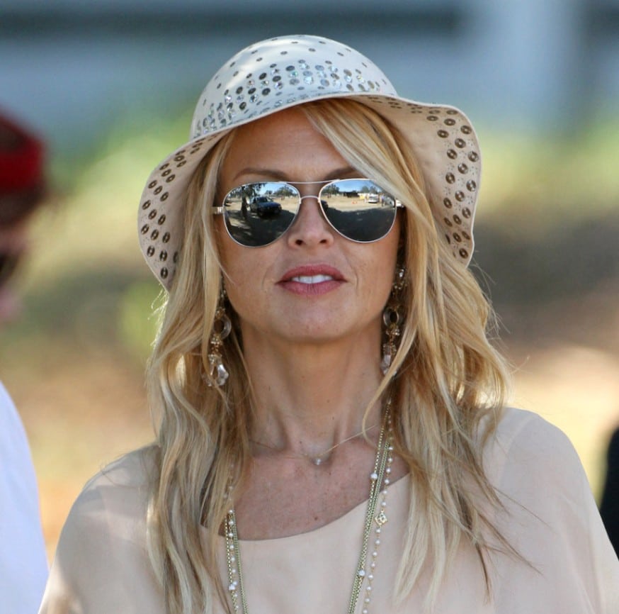 Rachel Zoe, sporting a beaded Bucket hat to pair with her Ray-Ban sunglasses, is seen in Pacific Palisades