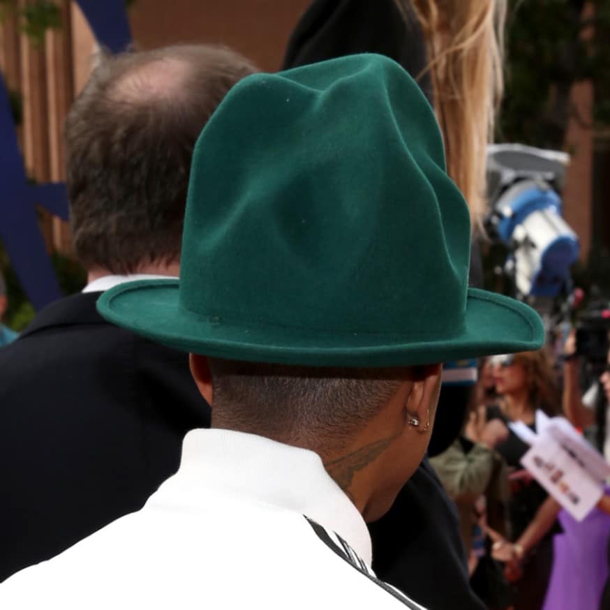 In a green Pharrell Williams Mountain Hat at the Nickelodeon Kids Choice Awards