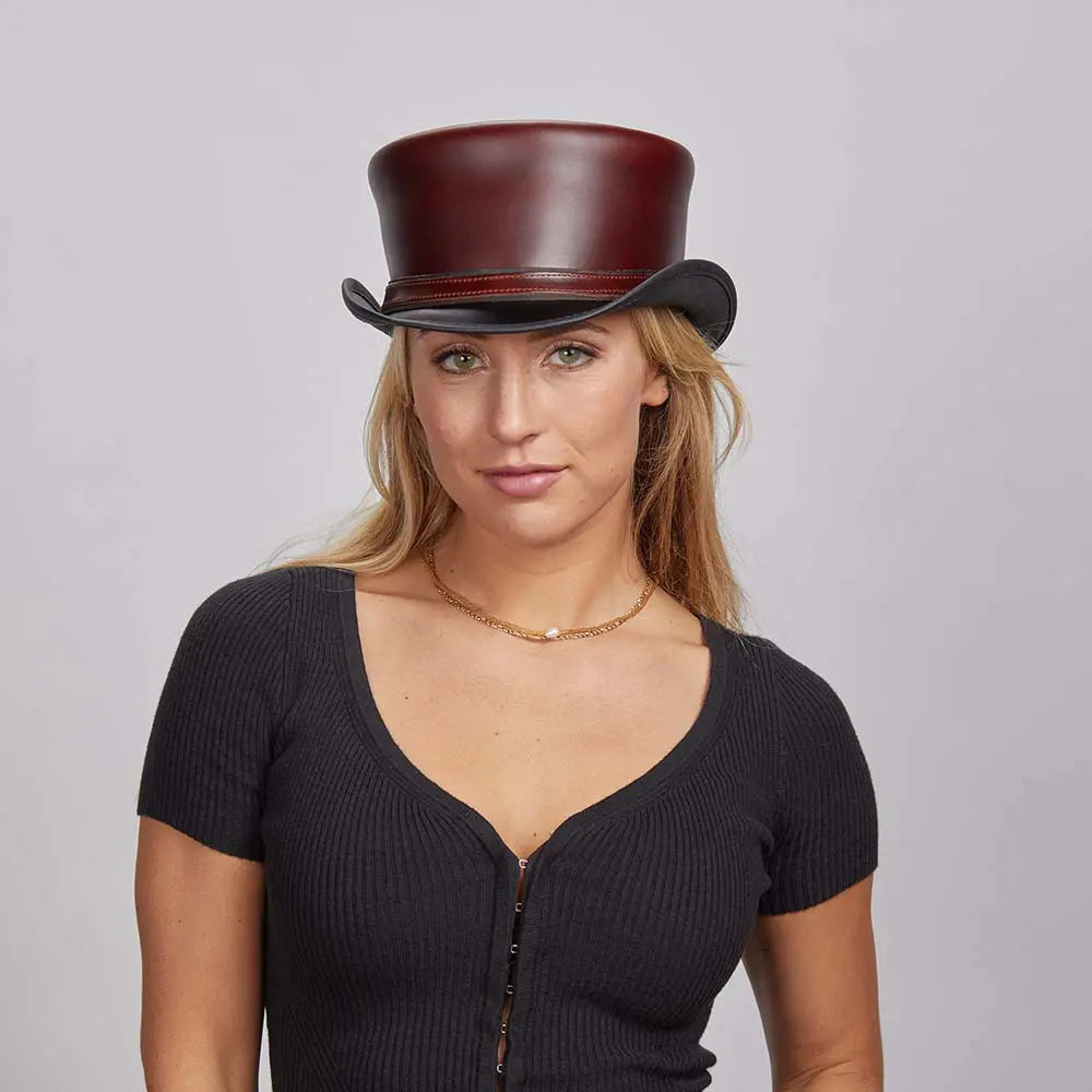 Hampton Napa Vino Leather Top Hat Ladies FW23 American Hat Makers 2