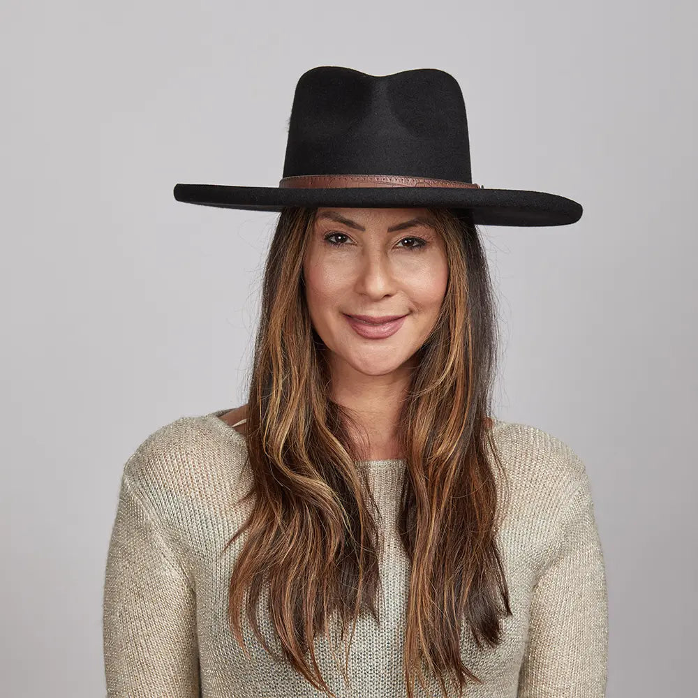 Hudson Black Felt Fedora Hat Ladies FW23 American Hat Makers front