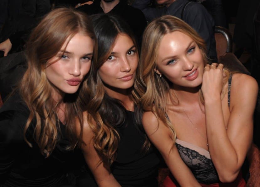 Angels (L-R) Rosie Huntington-Whiteley; Lily Aldridge and Candice Swanepoel smize for the camera at the Victoria’s Secret Fashion Show.