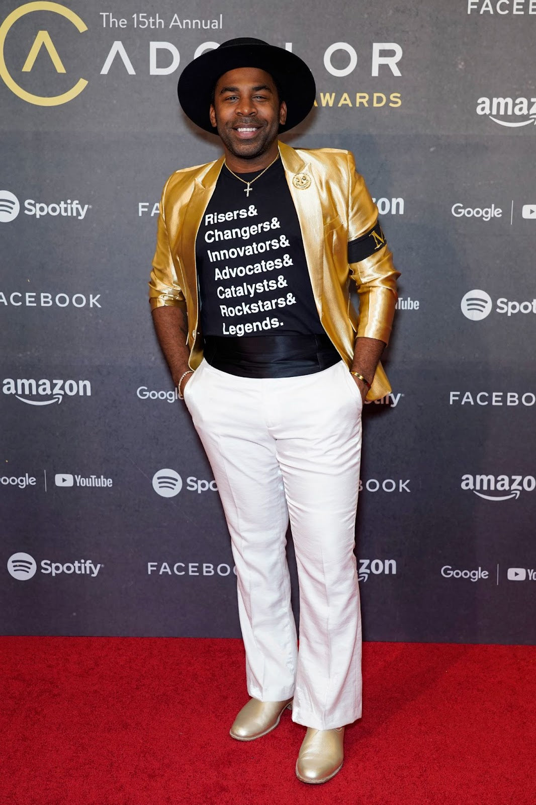 Major R. Johnson Finley wore a black boater hat and gold blazer during the 15th Annual ADCOLOR Awards in New York City (Jared Siskin/Getty Images for ADCOLOR).