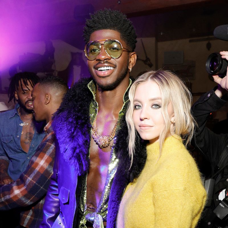 Lil Nas X and Sydney Sweeney sans cowboy hats at the Tom Ford Beauty Ombré Leather Parfum launch event in West Hollywood, California.