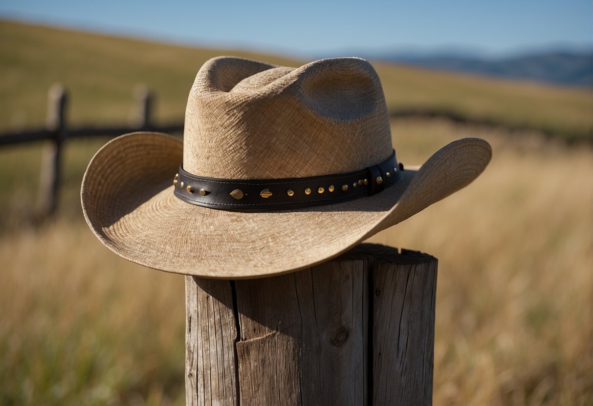 Ten gallon hat on post outdoors