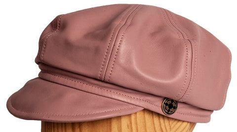 Trendy pink women's leather cap