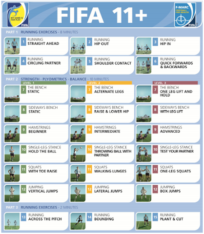 A table explaining the FIFA 11+ Program