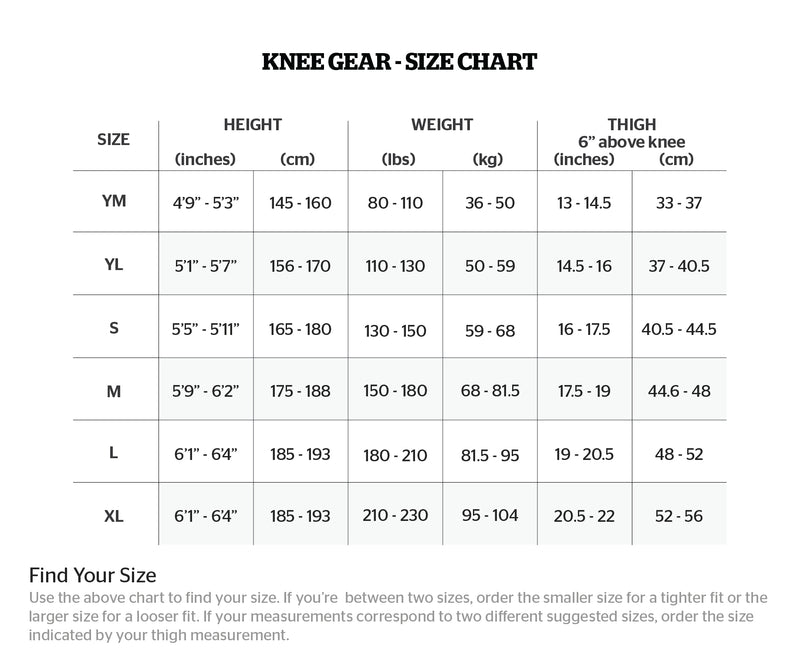 Storelli Size Chart