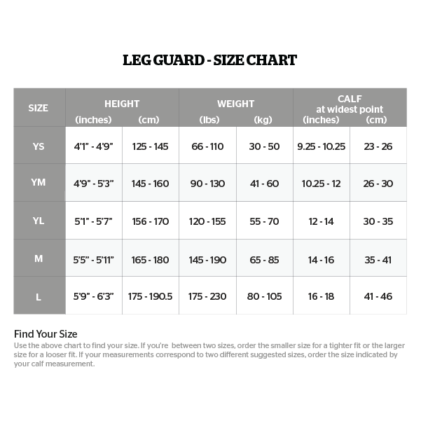 adidas shin guard size chart