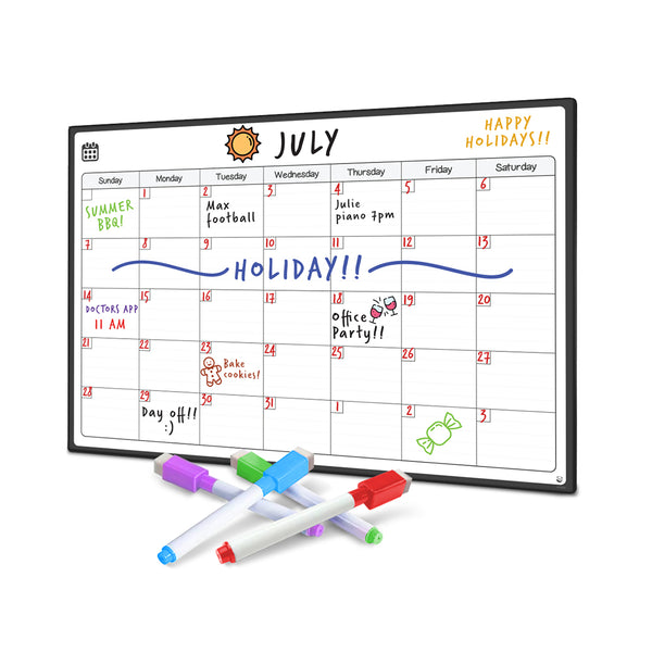 Smart Planners Rigid Magnetic Calendar for Refrigerator White Board Free Whiteboard Magnet Markers Included Great as a Kitchen Fridge Dry Erase Family Board Planner Perfect for Wall Hanging 
