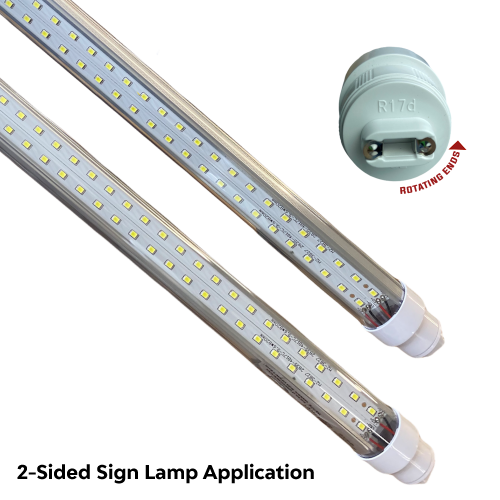 R17d 2-Sided Sign Cabinet HO Rotating Ends Replacement Lamps 6ft CLEAR LENS
