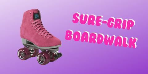 Dusty pink Sure-Grip quad roller skate