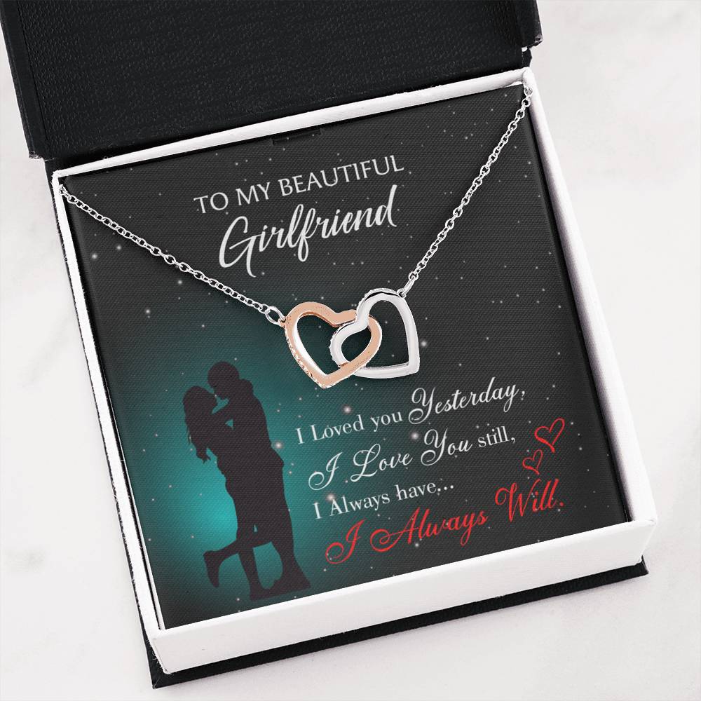 Girlfriend Necklace Gift Card I Love You Forever Inseparable Love Pendant Surgical Steel Girlfriend Birthday Card Romantic - Express Your Love Gifts