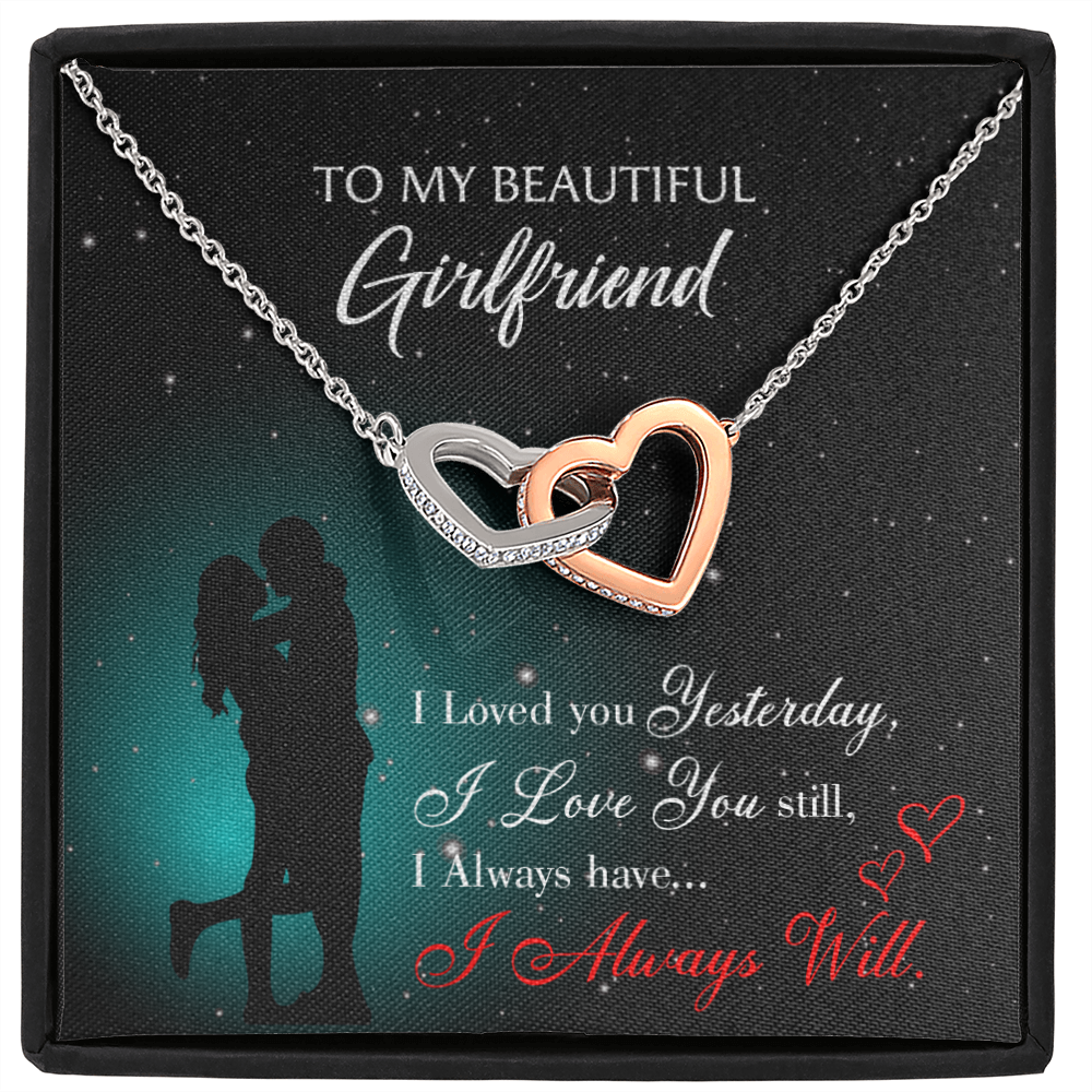 Girlfriend Necklace Message Card I Love You Forever Inseparable Love Pendant Surgical Steel Girlfriend Birthday Card Romantic - Express Your Love Gifts