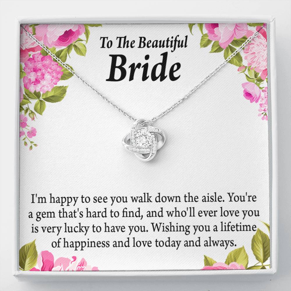 To The Beautiful Bride Love Knot Necklace Message Greeting Card - Express Your Love Gifts