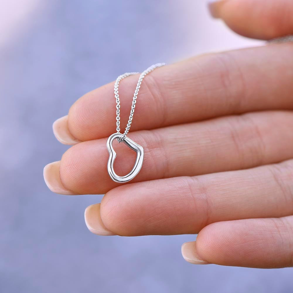 Sterling Silver Heart Outline Rhodium Heart Diamond Mum Pendant Necklace