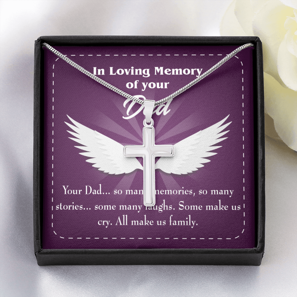 in Loving Memory - Sorry for The Loss of Your Dad - Sympathy Gift for Son - Cuban Linked Chain Necklace Stainless Steel / Two-Toned Box