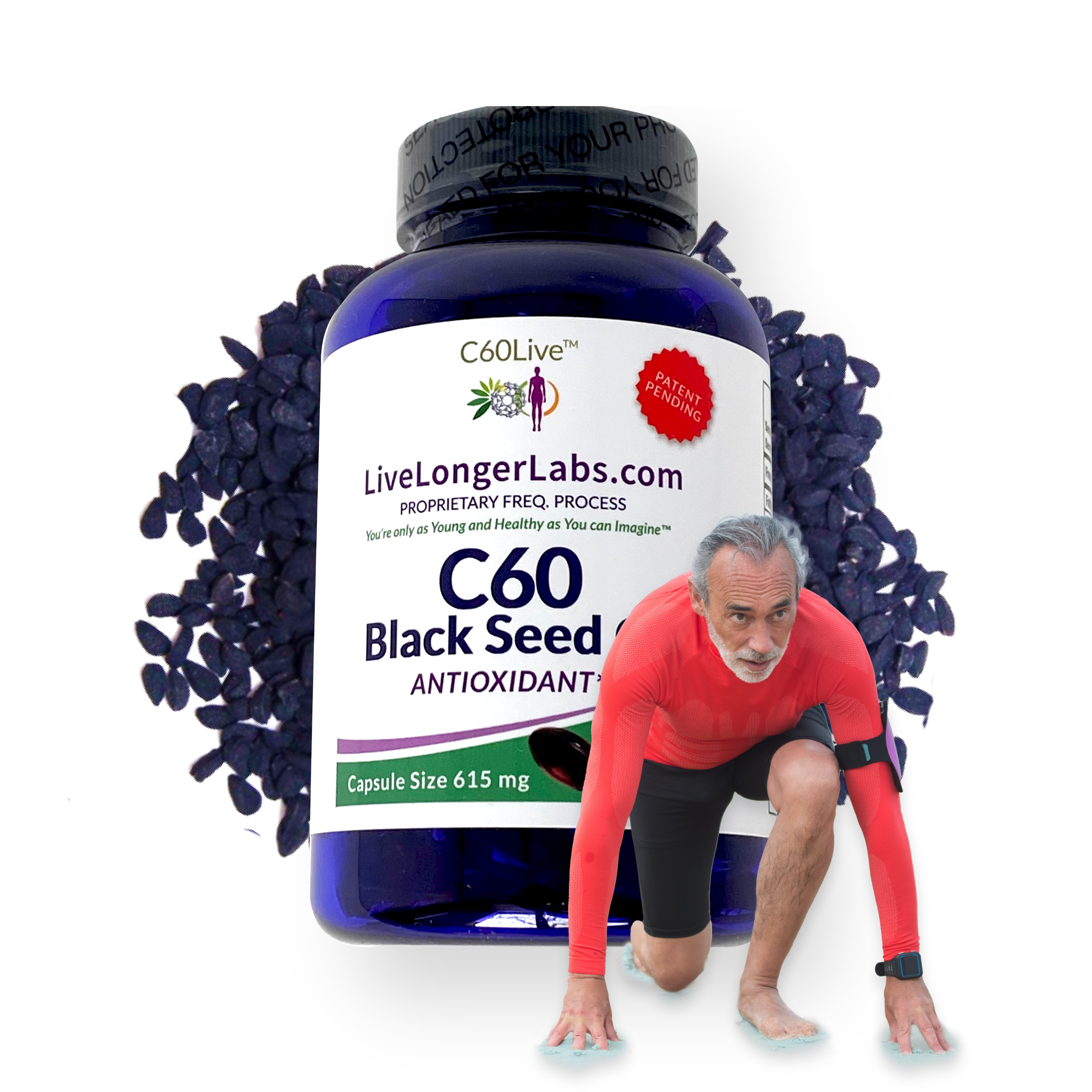 An image of a bottle of C60 Complete Black Seed Oil Antioxidant.