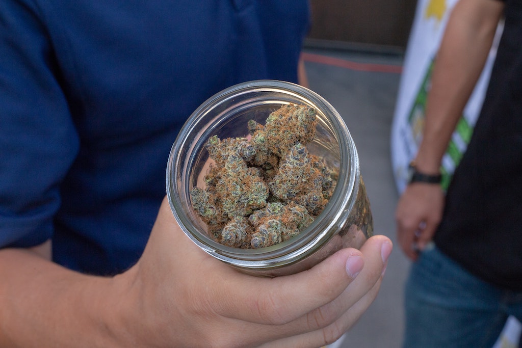 glass jar of cannabis