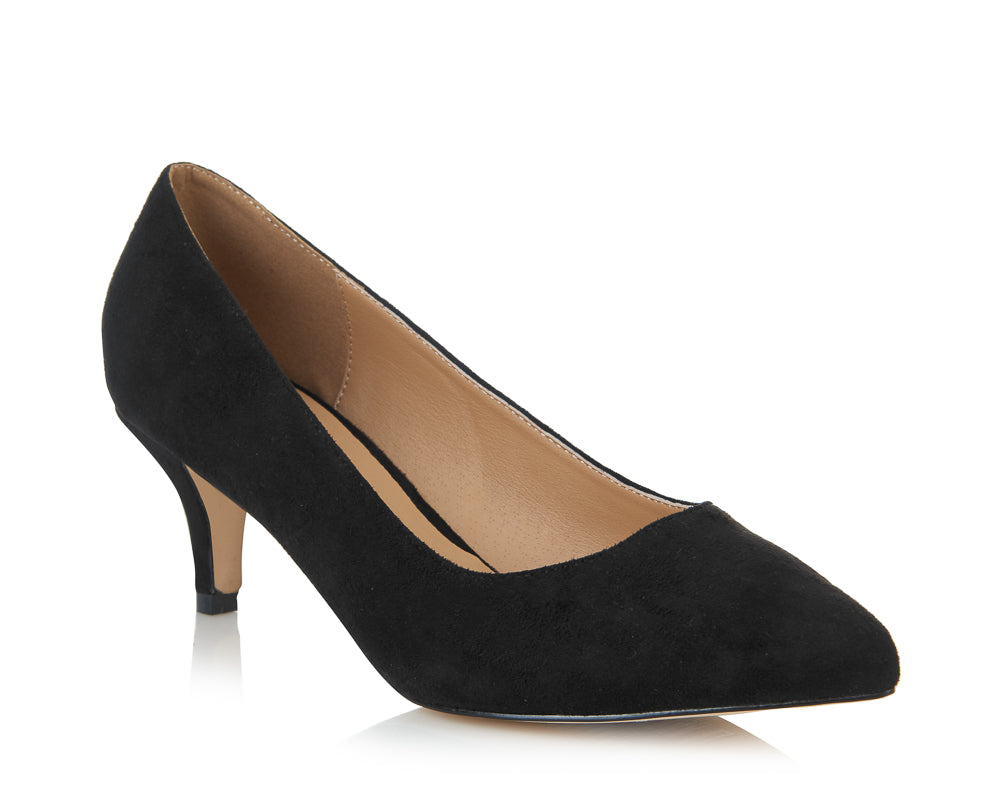 black suede kitten heel shoes