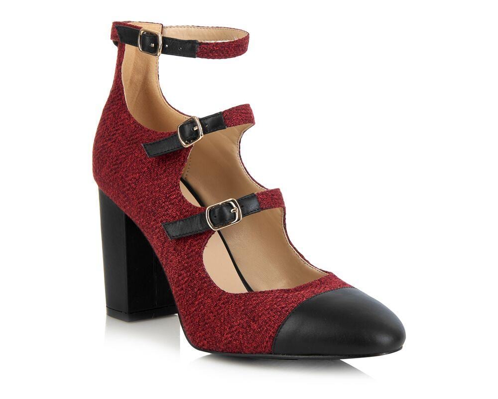 red block heel shoe