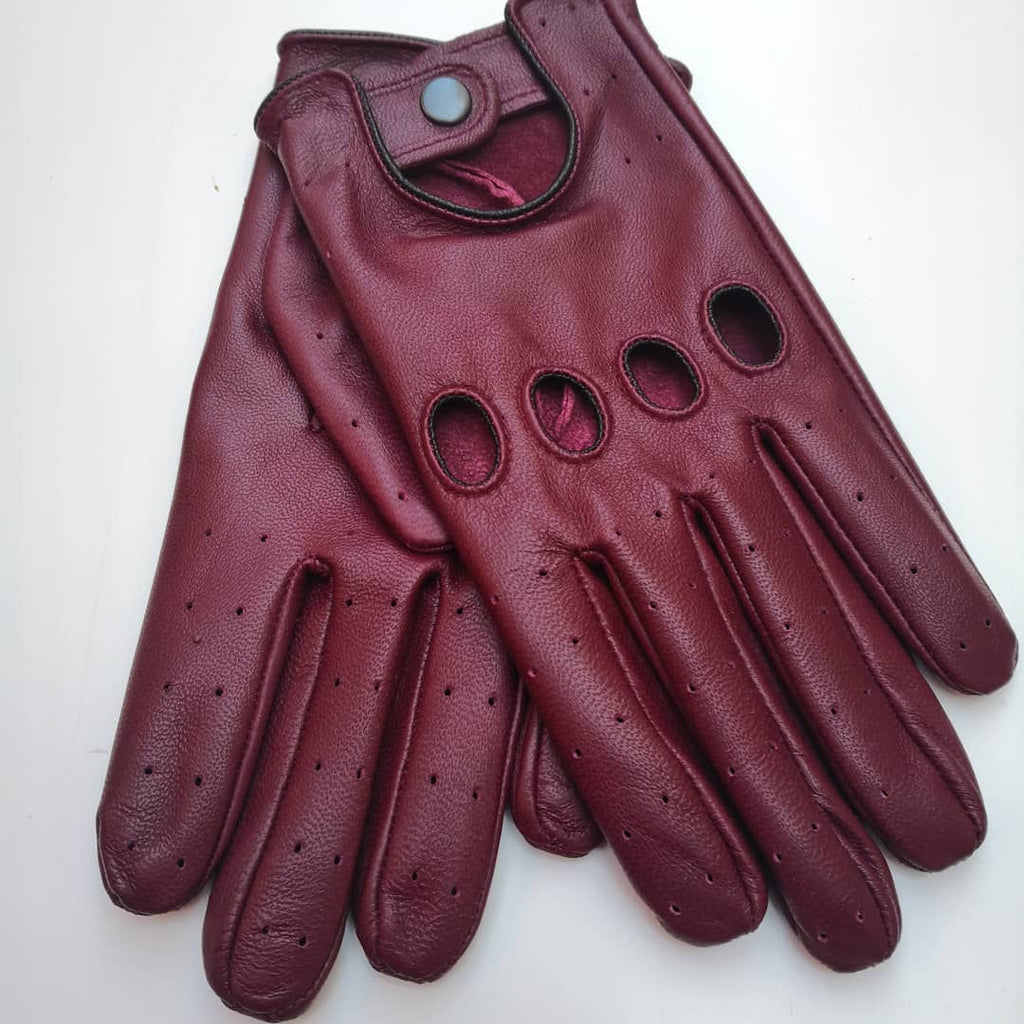 purple leather gloves mens