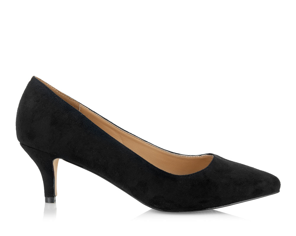 black suede kitten heel shoes