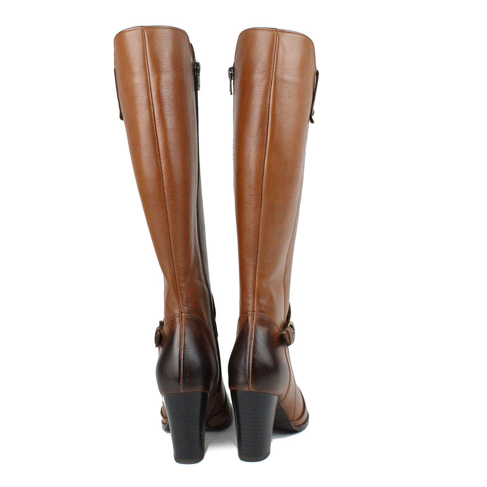 long tan leather boots
