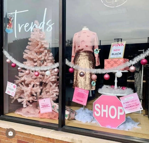 storefront window in the holiday season