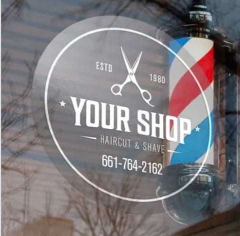 barber shop window cling custom business