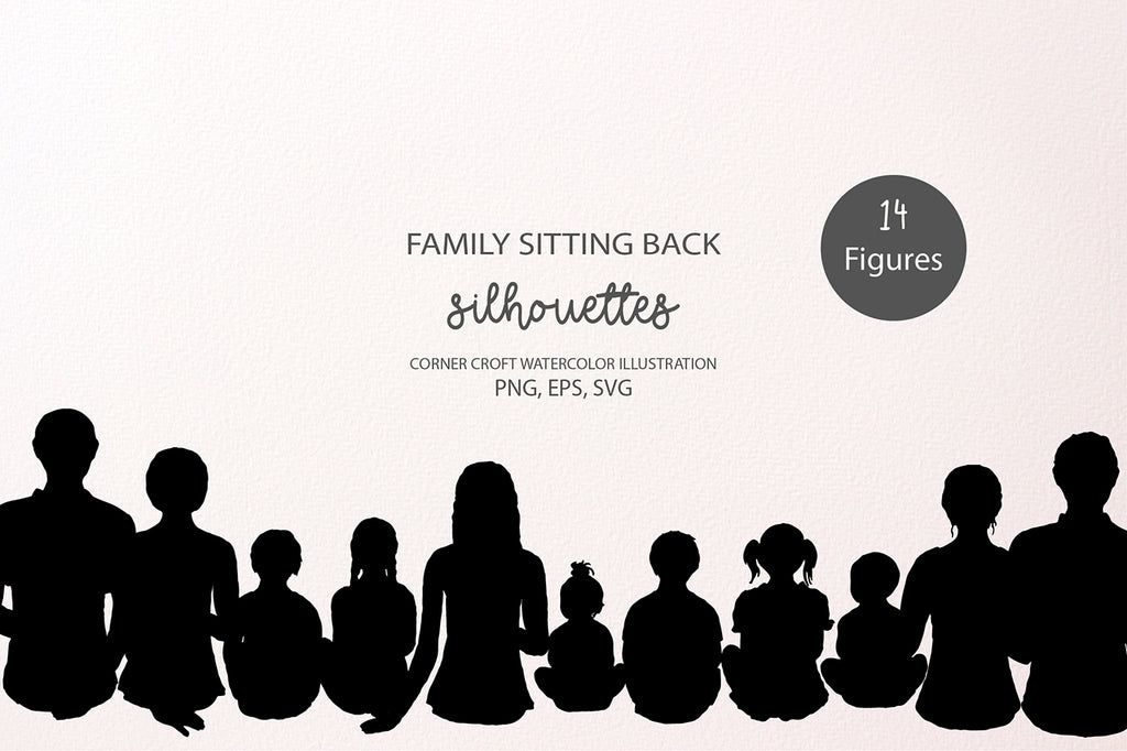Download Family Sitting Back Silhouette PNG, SVG and EPS Instant ...