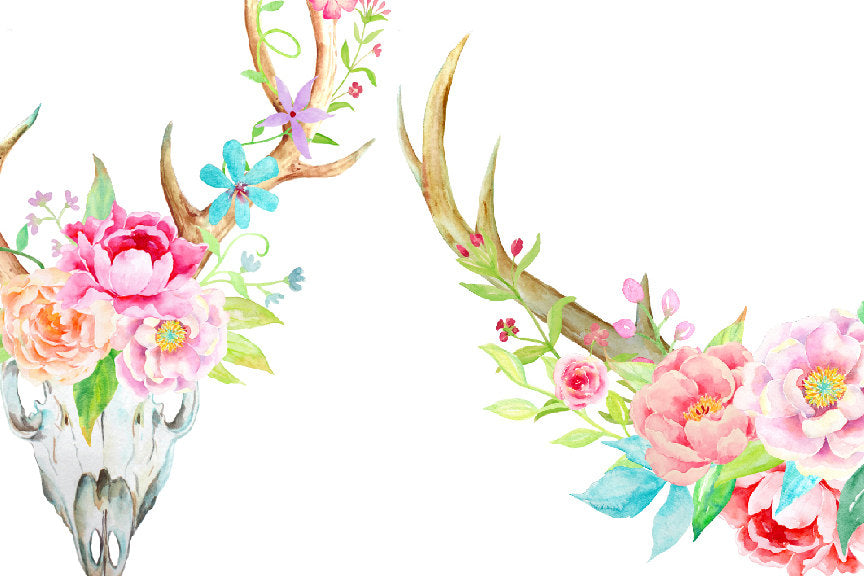 Download Vectormenez Clipart Antlers With Flowers Clipart