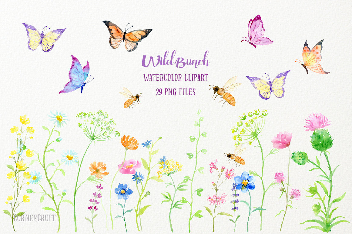 butterfly on flower clipart