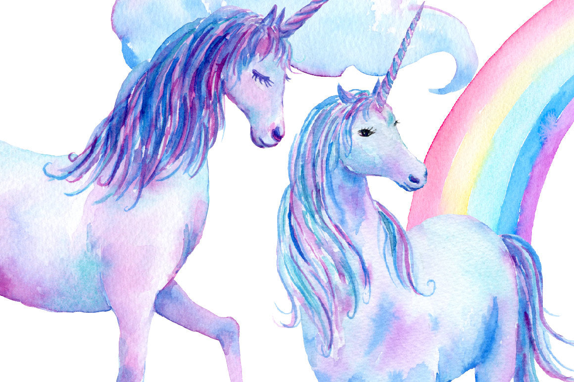 Download Unicorn Clip Art Over The Rainbow Unicorns Watercolor Unicorn Star Corner Croft