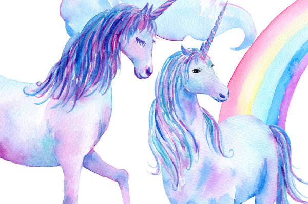Unicorn clip art, Over the Rainbow Unicorns, watercolor unicorn, star - Corner Croft