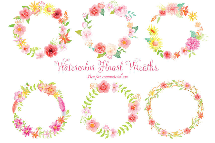 Download Pink Floral Wreaths for instant download, free commercial ...