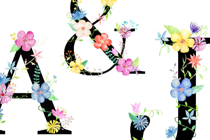 watercolor-floral-alphabets-black-floral-letters-floral-letter