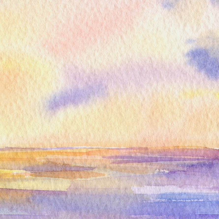 watercolor ocean sunset