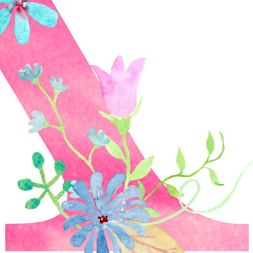 Watercolor Pink Floral Letter X Alphabet X Initial X Art Print Digi Corner Croft