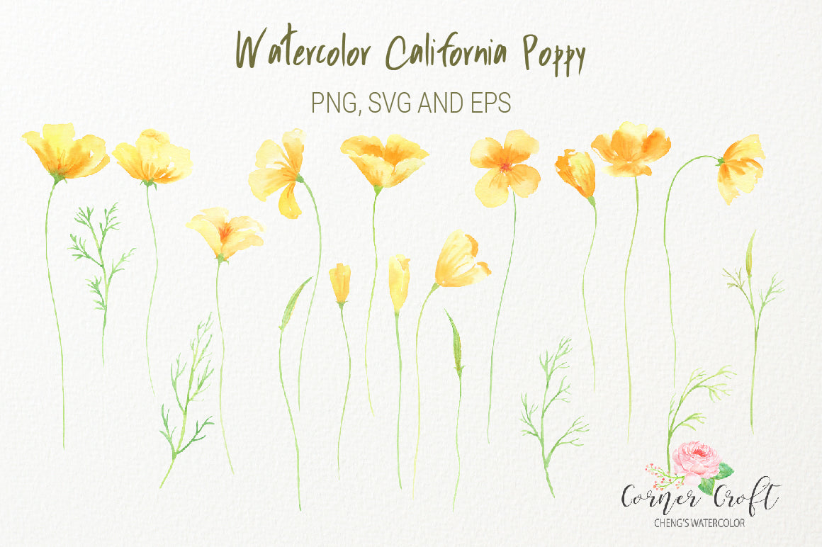 Download Watercolor California Poppy Silhouette Png Svg And Eps For Instant D Corner Croft