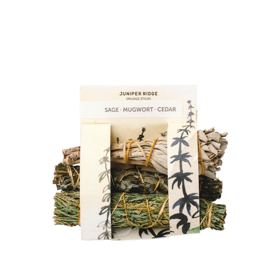 SMUDGE TRIO- SAGE, MUGWORT AND CEDAR BUNDLES